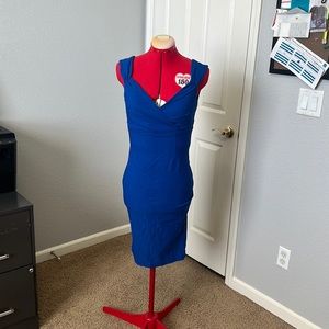 Rock steady size Med, blue wiggle dress. Stretchy midi length